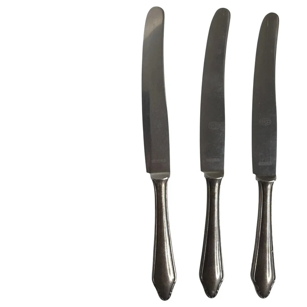 12 Walter Breuker W&B Rostfrei Dinner Knife Set Silverplate Vintage Germany